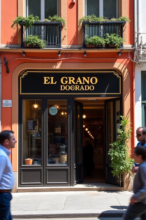 Fachada exterior de El Grano Dorado en la Calle de Fuencarral.